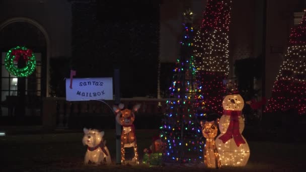 Mooie Kleurrijke Kerstverlichting Bomen Rond Buurt — Stockvideo