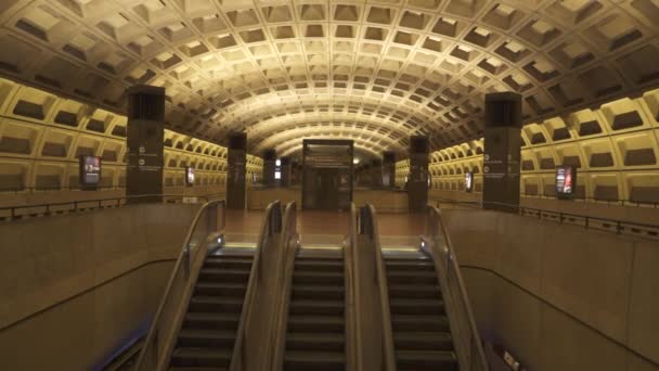 Washington Eua Metro System Estação Ferroviária Bela Arquitetura Design Interiores — Vídeo de Stock