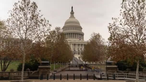 Washington Usa United States Capitol Building Christmas Season Time Lapse — ストック動画