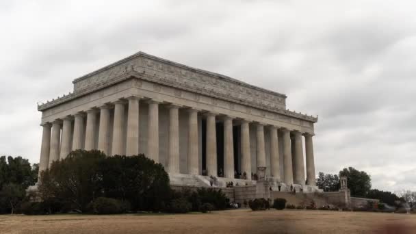 Washington Eua Time Lapse Abraham Lincoln Memorial Building Statue — Vídeo de Stock