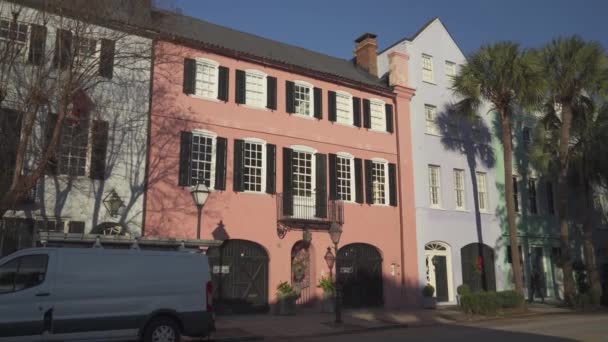 Charleston Carolina Del Sud Usa Rainbow Row Una Serie Tredici — Video Stock