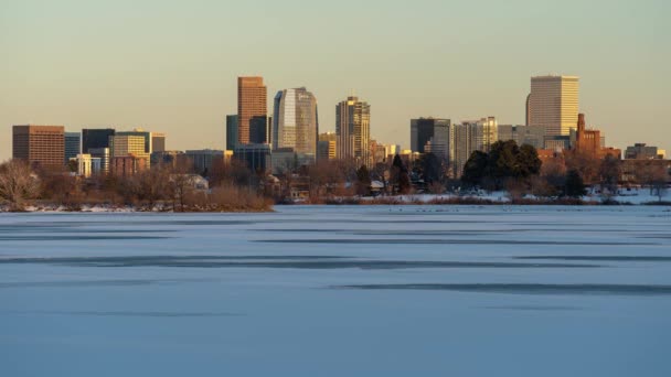 Denver Colorado Usa Time Lapse Sunset Downtown Seen Frozen Sloans — Video