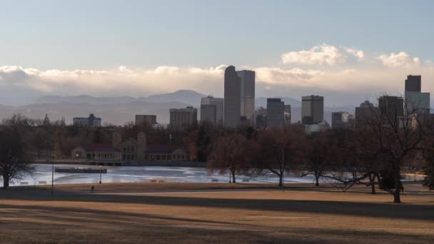 Denver Colorado Usa Time Lapse Sunset Skyline Downtown Seen City — Stockvideo