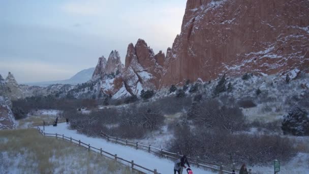 Colorado Springs Usa Garden Gods Covered Snow Ice Winter Storm — Stockvideo