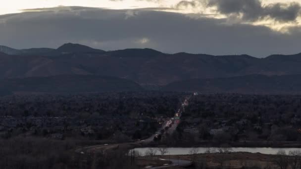 Littleton Colorado Usa Time Lapse Sunset Jackass Hill Park Mountains — Stok video