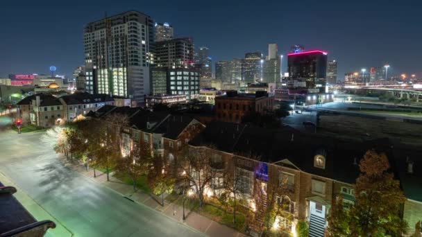 Dallas Texas Usa Downtown Skyline Night Time Lapse — Stok video