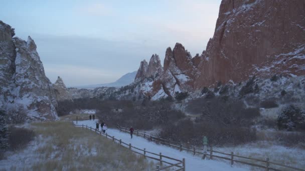 Colorado Springs Usa Garden Gods Covered Snow Ice Winter Storm — Vídeo de stock