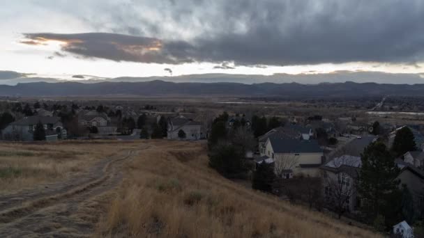 Littleton Colorado Usa Time Lapse Sunset Jackass Hill Park Mountains — стоковое видео