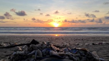 Bali, Indonesia - Very Dirty Beach Tons of Trash Garbage Waste on The Seashore Environmental Issue Problem