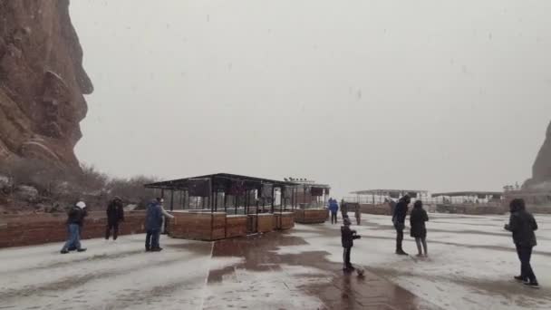 Denver Colorado Usa Red Rock Park Amphitheater Canyon Snow Storm — Vídeo de Stock