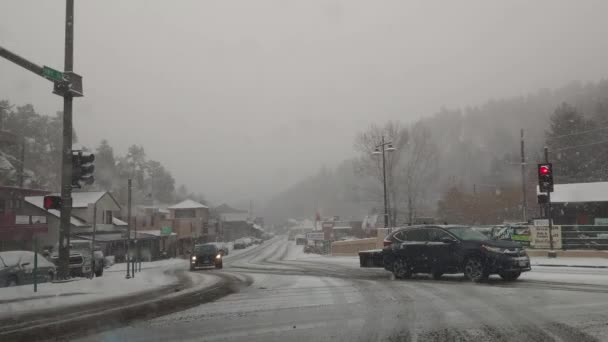 Colorado Usa Snow Storm Blizzard Covered Road Ice Winter Frozen — Stock video