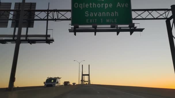 Savannah Georgia Usa Driving Talmadge Memorial Cable Stayed Cantilever Bridge — Stock video