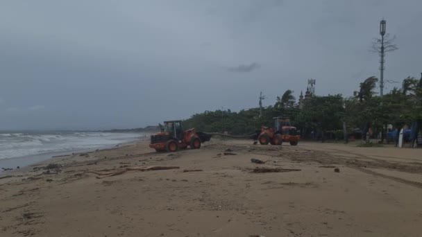 Μπαλί Ινδονησία Very Dirty Beach Tons Trash Garbage Waste Seastore — Αρχείο Βίντεο