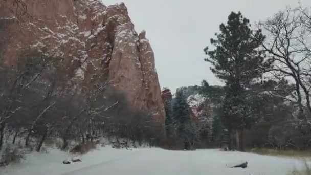 Colorado Springs Usa Glen Eyrie Castle Snow Storm Blizzard Covered — Stockvideo