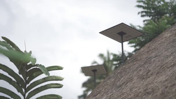 Solar Panels Technology Installed Roof Eco Living Villa Hotel Resort — Stockvideo