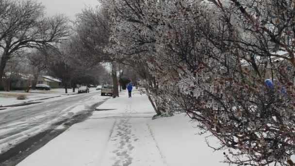 Richardson Dallas Teksas Lutego 2022 Icy Road Street Pokryta Lodem — Wideo stockowe