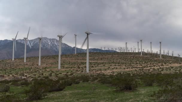 Time Lapse Windmill Farm Palm Springs San Jacinto Hegység Felhős — Stock videók