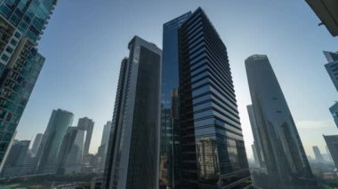 Jakarta, Endonezya - Şehrin Zaman Hızı Skyline Gökdelen Modern Binası