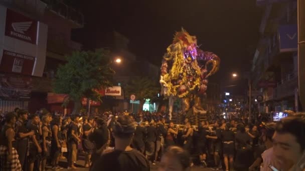 Bali Indonesia March 2022 Hindu Balinese Ogoh Ogoh Parade Giant — стоковое видео