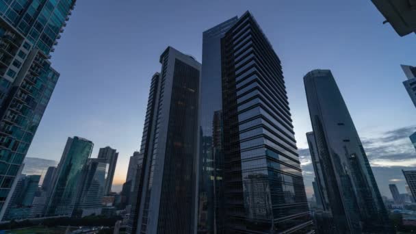 Jakarta Indonesien Zeitraffer Des Skyline Wolkenkratzers Modernes Gebäude — Stockvideo