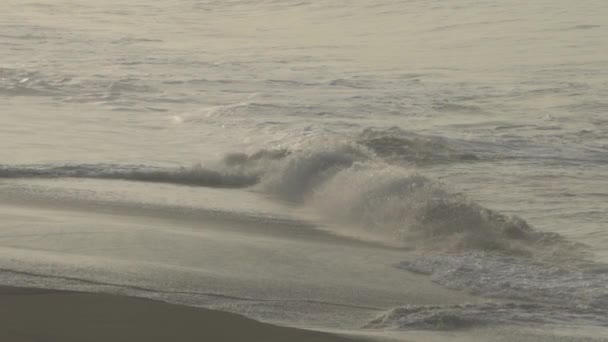 Bali Stora Vågor Havet Shore Misty Foggy Morgon Slow Motion — Stockvideo