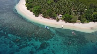 Halmahera Kuzey Maluku Endonezya 'daki Tropikal Ada Kristal Berrak Beyaz Kum Sahil Mercan Resifi