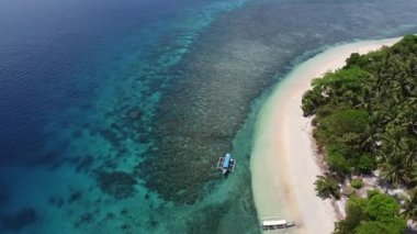 Halmahera Kuzey Maluku Endonezya 'daki Tropikal Ada Kristal Berrak Beyaz Kum Sahil Mercan Resifi