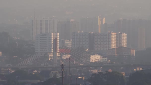 Bandung Jawa Barat Indonesia Cityscape Skyline Buildings Morning Sunrise Haze — Stok Video