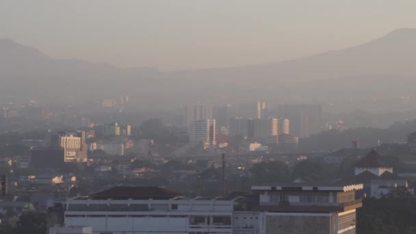 Bandung Västra Java Indonesien Stadsbild Skyline Buildings Morning Sunrise Haze — Stockvideo