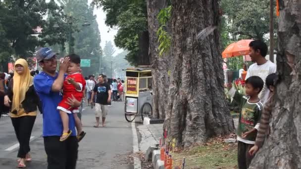Autofreier Sonntag Der Dago Street Bandung Westjava Indonesien Performance Attraktionen — Stockvideo
