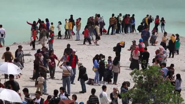 Bandung West Java Indonesia Crowd People Kawah Putih White Crater — Stock Video