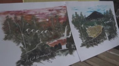 Kampung Naga, Endonezya - Köy Peyzajını Kağıda Su Boyası ile Boyayan Adam