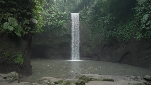 Tibumana Hidden Waterfall Bali Cliffs Circumround Overnered Greenery Moss — стокове відео