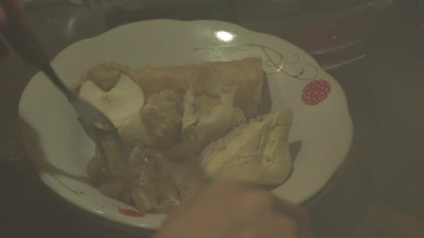 Batagor Bakso Tahu Goreng Fried Meatball Tofu Ένα Σουδανέζικο Πιάτο — Αρχείο Βίντεο