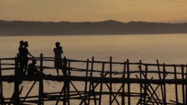 Pangandaran Doğu Sahili, Batı Java, Endonezya 'da Güzel Huzurlu Gün Doğumu