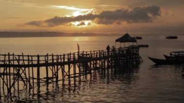 Pangandaran Doğu Sahili, Batı Java, Endonezya 'da Güzel Huzurlu Gün Doğumu