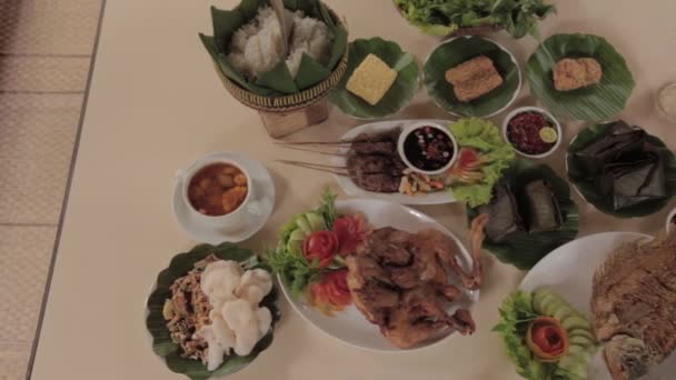 Sundanese Traditional Indonesian Meals Foods Drinks Restaurant Bandung West Java — Video