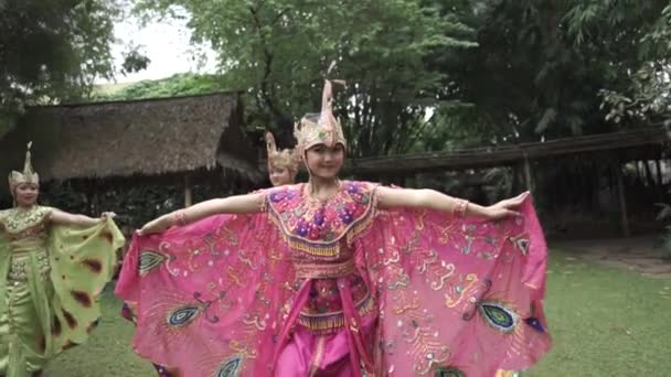 Bandung Nyugat Jáva Indonézia Circa 2014 Merak Peacock Traditional Folk — Stock videók
