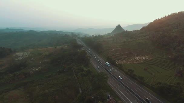 Aerial Scenic View Purwakarta Bandung Cileunyi Purbaleunyi Indonesia Toll Road — Stockvideo