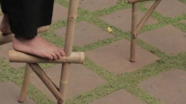 Egrang, A Traditional Game from Indonesia Using Pair of Bamboo to Conquer Balance Steps Played by Indonesian Boys