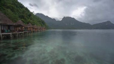 Time Lapse of Beautiful Ora Beach Resort in Saleman Seram During Cloudy Storm Maluku, Indonesia