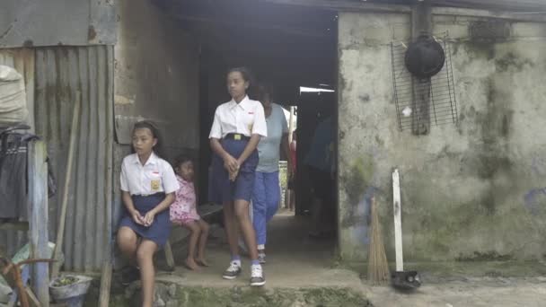 Portrait Indonesian Junior High School Student Girl White Blue Uniform — Αρχείο Βίντεο