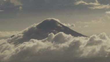 Aerial Mount Lokon Empung Volcano North Sulawesi Indonesia Cloudy Morning Sunrise