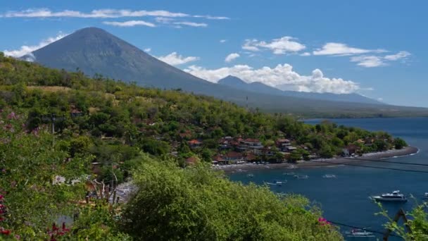 Time Lapse Mount Agung Volcano Jemeluk Bay Amed Beach Karangasem — Video
