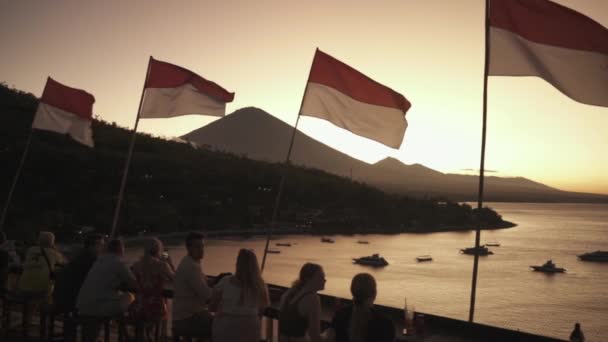 Red White Indonesian National Flags Fluttering August Independence Day Mount — Stockvideo