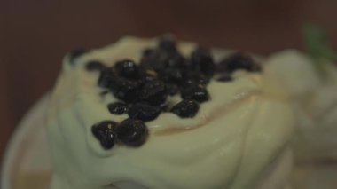 Fluffy Pancake Cheese Cream with Brown Sugar Boba and Vanilla Ice Cream Slow Motion