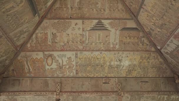 Bali Indonesia Painting Ceiling Kertha Gosa Ancient Justice Court Building — Video