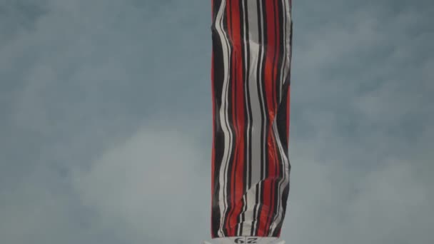 Balinese Traditional Kites Janggan Red White Black Long Tail Bird — Stock Video