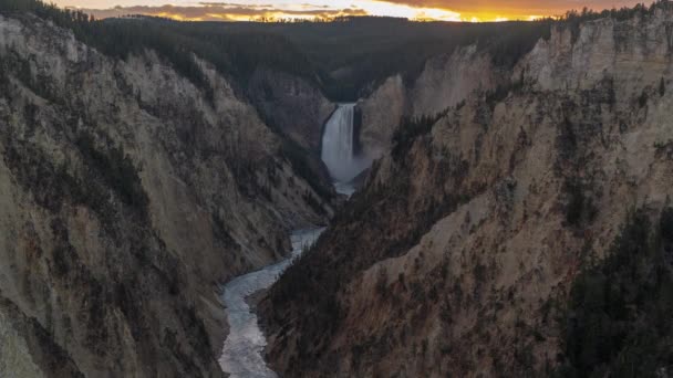 Zeitraffer Der Lower Falls Yellowstone River Grand Canyon Des Yellowstone — Stockvideo