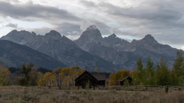 Time Lapse Chapel Transfiguration Igreja Episcopal São João Grand Teton — Vídeo de Stock